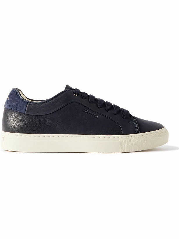 Photo: Paul Smith - Basso Suede-Trimmed ECO Leather Sneakers - Blue