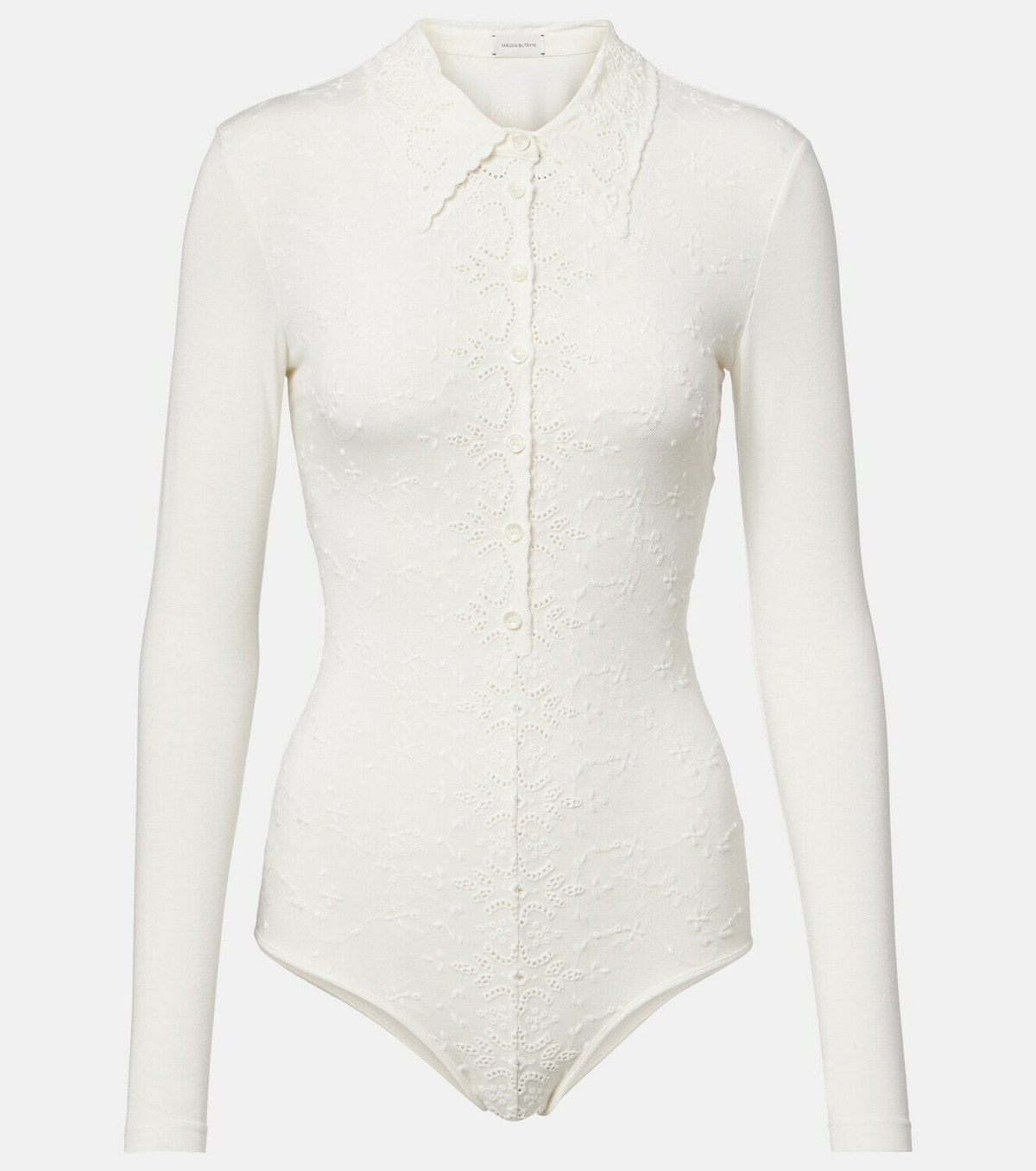 Magda Butrym Embroidered cotton-blend bodysuit