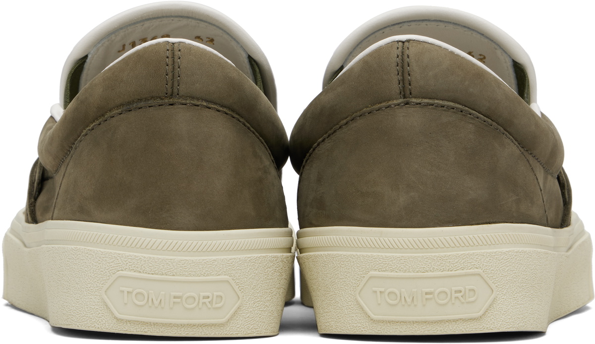 TOM FORD Khaki Nubuck Jude Slip On Sneakers