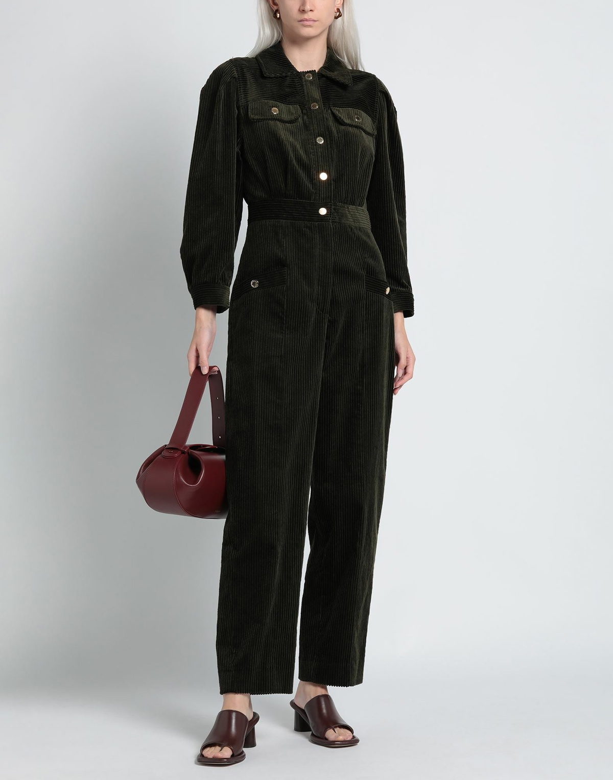 Sandro Womens Jumpsuit Military in Green