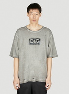 Dolce & Gabbana - Distressed Logo Print T-Shirt in Grey