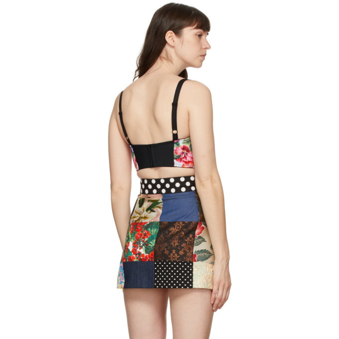 Dolce and Gabbana Multicolor Patchwork Bustier Tank Top Dolce 