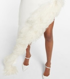 David Koma Feather-trimmed cady gown
