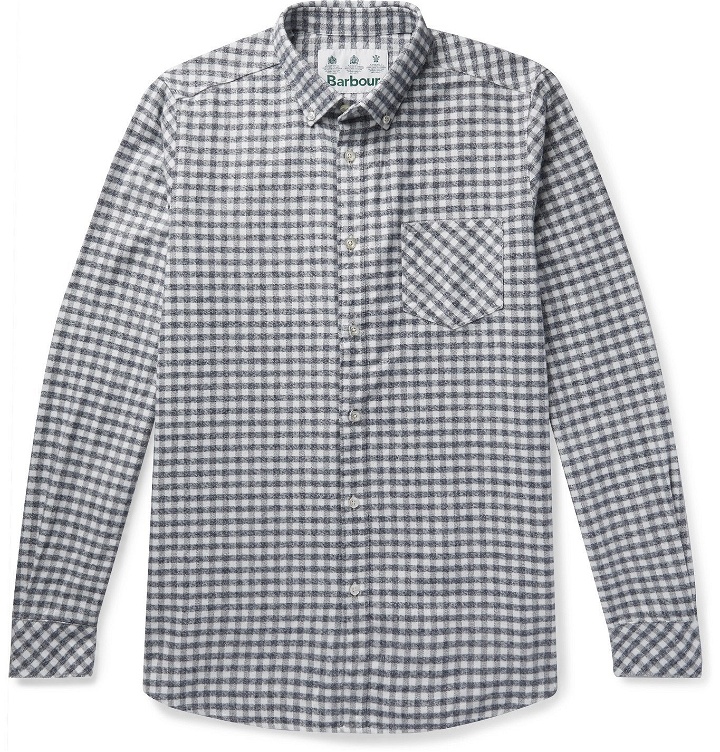 Photo: Barbour White Label - Fitzgerald Button-Down Collar Gingham Cotton-Flannel Shirt - Gray