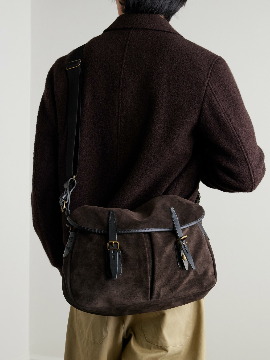 Bleu de Chauffe - Fisherman's Musette Leather-Trimmed Suede Messenger Bag - Brown