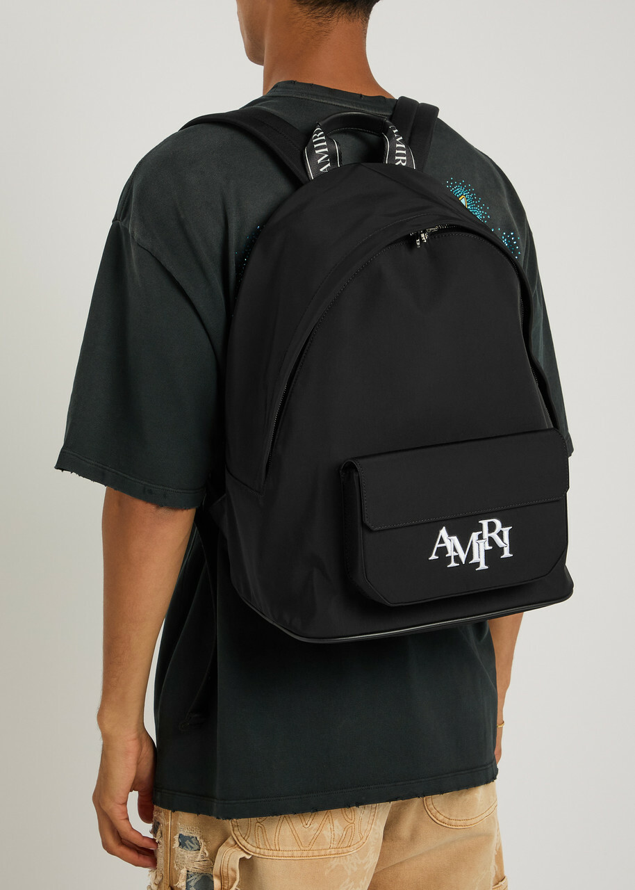 Amiri Staggered Logo Nylon Backpack - Black - One Size