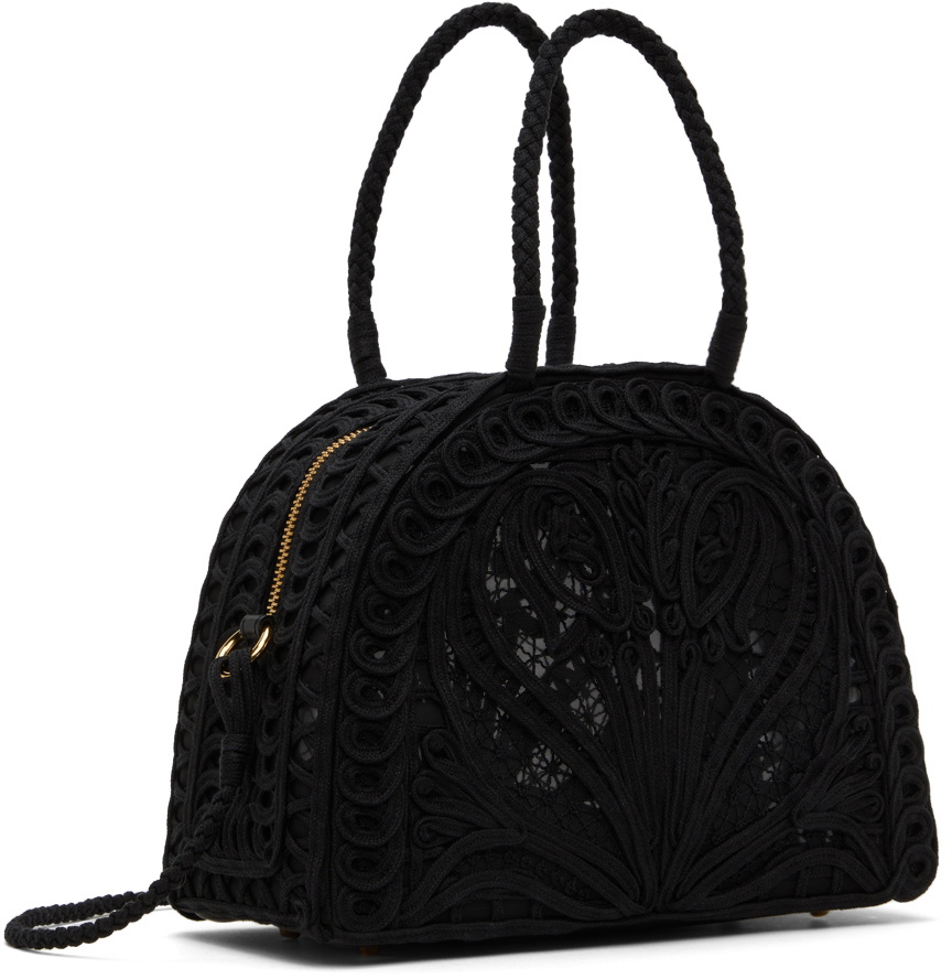 Mame Kurogouchi Black Embroidery Demi Lune Handle Bag Mame Kurogouchi