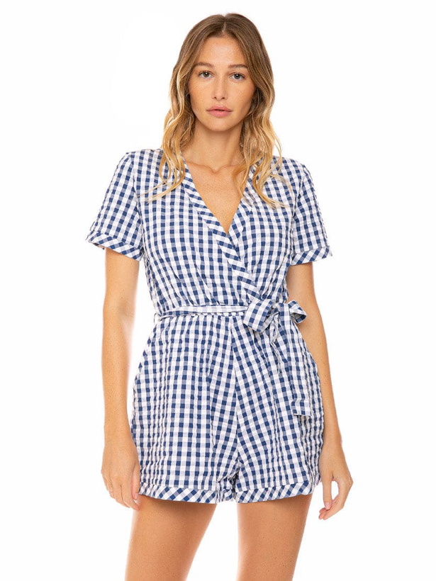 Photo: MC2 Saint Barth Short Jumpsuit Blue Vichy Print