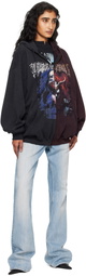 VETEMENTS Black & Burgundy Cradle of Filth Cut-Up Oversized Zip-Up Hoodie