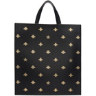 Gucci Black Leather Bees Tote