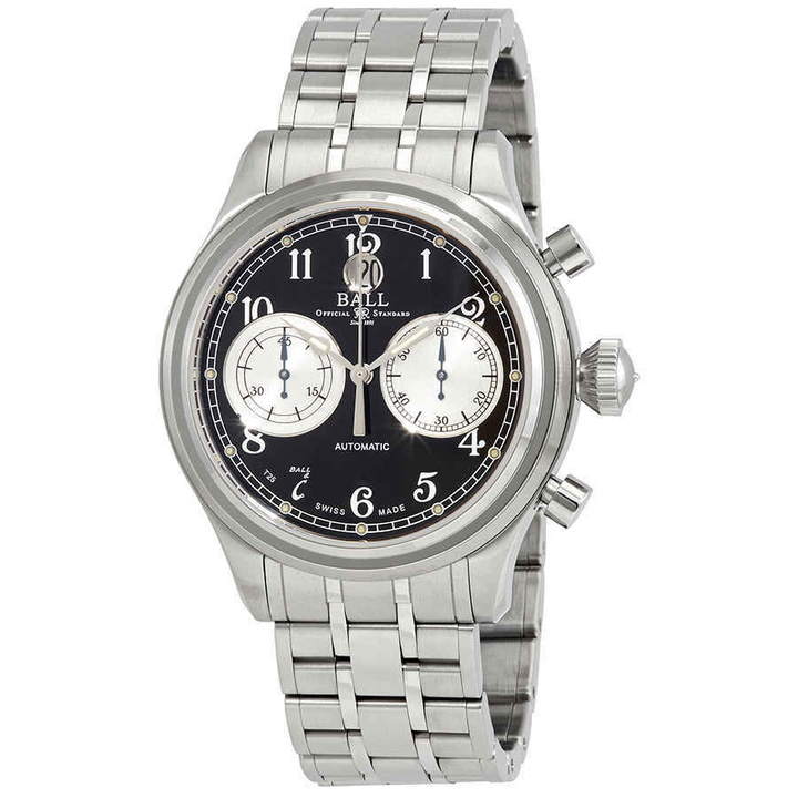 Photo: Ball Trainmaster Cannonball Chronograph Automatic Black Dial Mens Watch CM1052D-S3J-BK