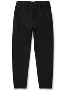 Folk - Tapered Crinkled Linen and Cotton-Blend Trousers - Black