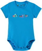 Off-White Baby Three-Pack Blue Monster Bodysuits