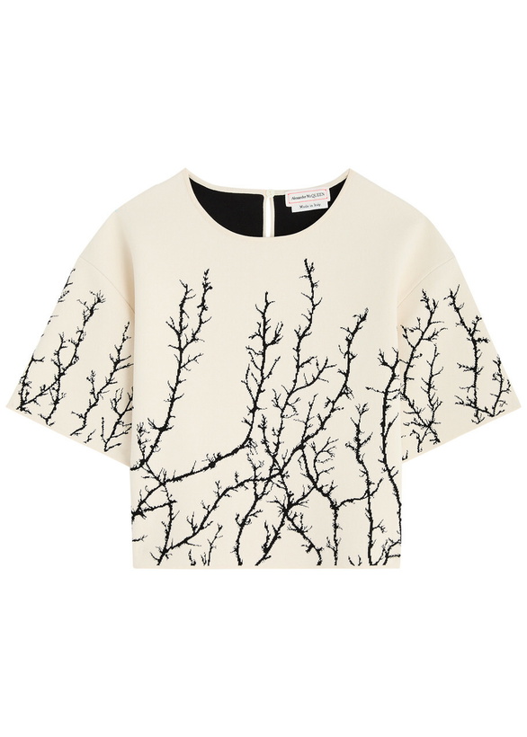 Photo: Alexander Mcqueen Thorn Branches Knitted Crop top Multi Print