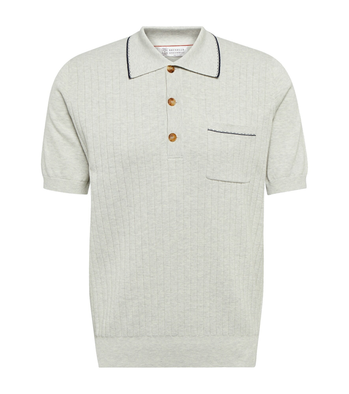 Brunello Cucinelli - Ribbed-knit cotton polo shirt Brunello