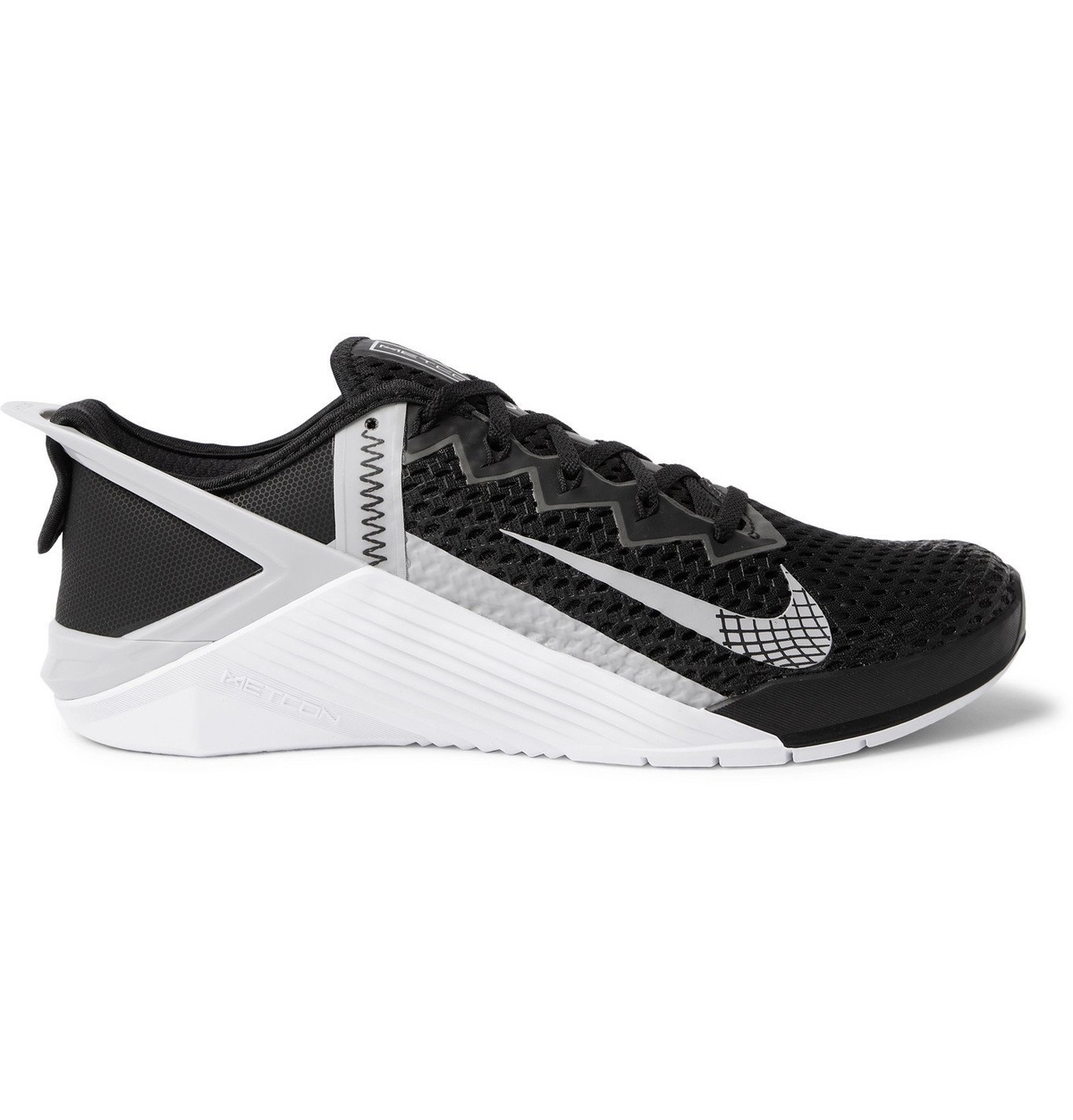 nike black and white mesh sneakers