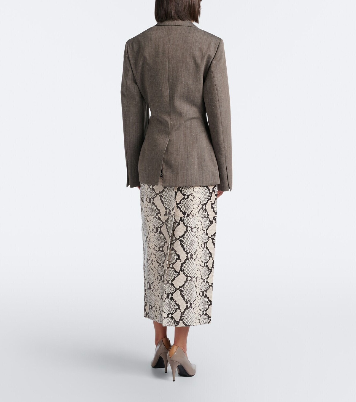 Róhe Snake-effect leather midi skirt