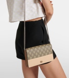 Gucci GG Marmont leather-trimmed wallet on chain