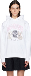 GANNI White Animal Print Hoodie