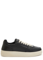 Represent Initial Leather Sneakers Black