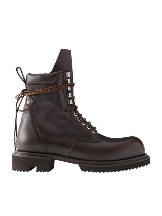 Photo: Rick Owens - Army Gabe Leather Lace-Up Boots - Brown