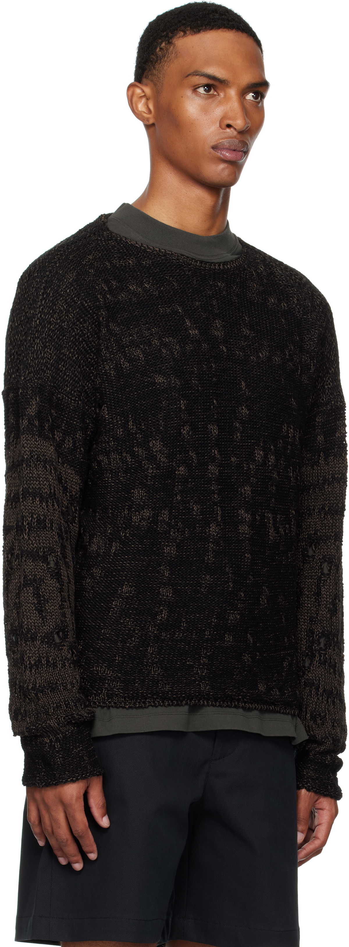 ROA Black & Brown Vortex Crewneck Sweater