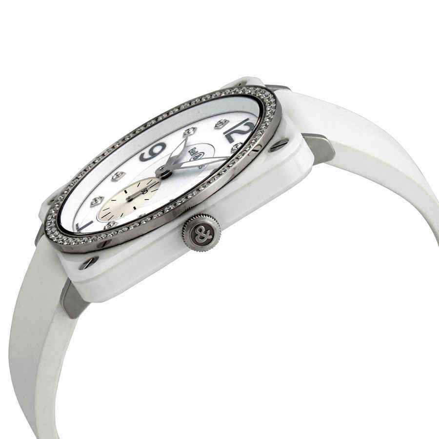 Bell and Ross White Diamond Dial Ladies Ceramic Watch BRS-WH-CES-LGD/SRB