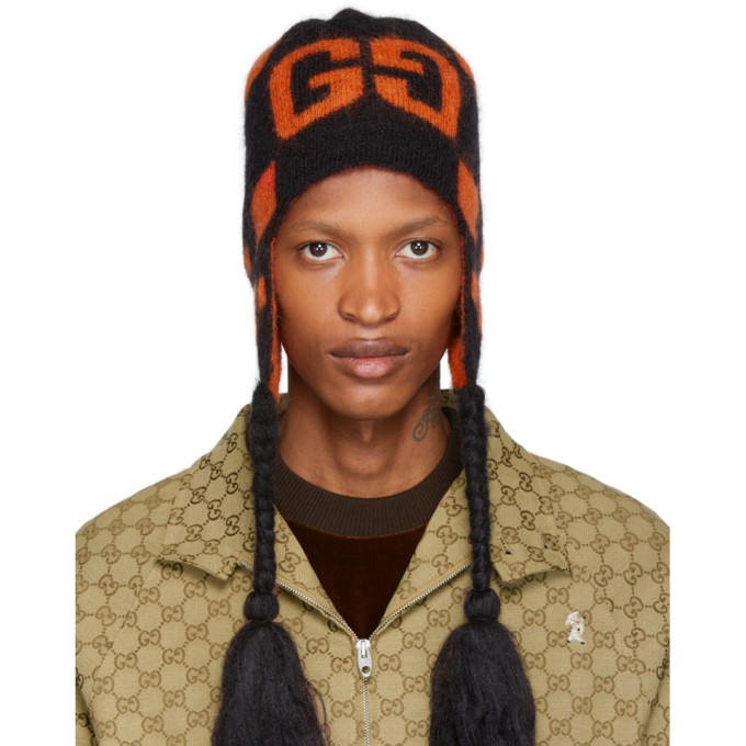 Photo: Gucci Black and Orange Mohair Ski Beanie