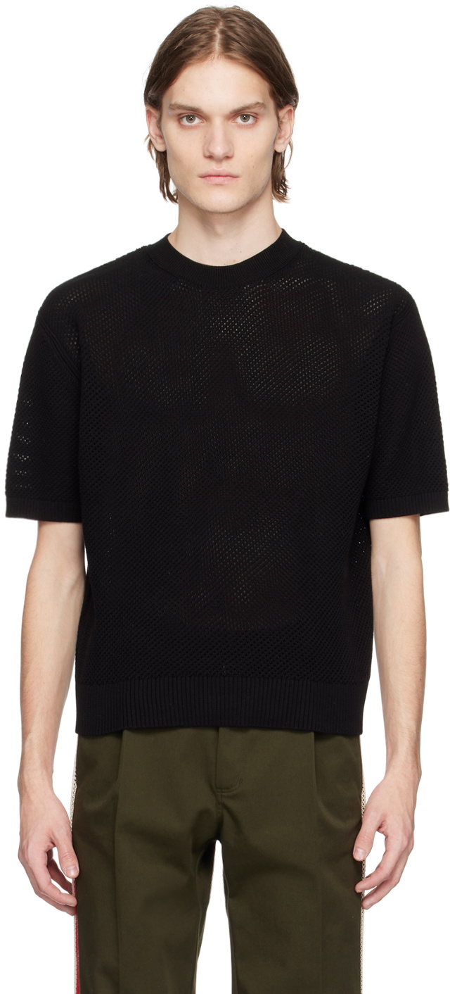 Factor's Black High Crew Mesh Knit T-Shirt
