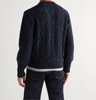 Inis Meáin - Flecked Cable-Knit Merino Wool and Cashmere-Blend Aran Sweater - Blue