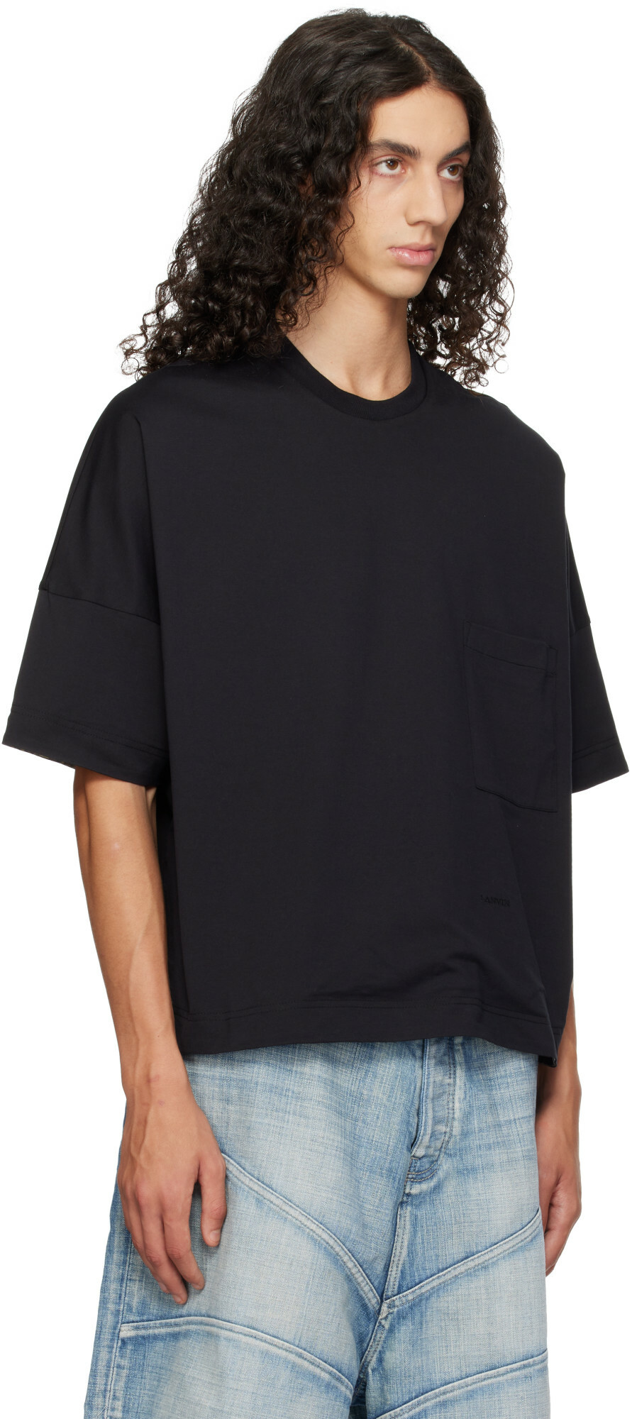 Lanvin Black Printed Cotton Reversible T-shirt