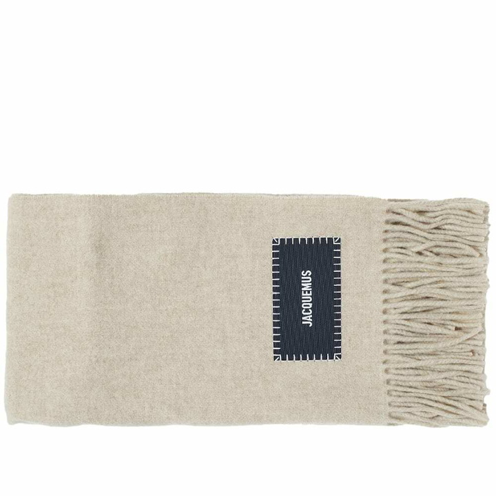 Photo: Jacquemus Men's Wool Logo Scarf in Beige