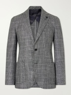 Lardini - Prince Of Wales Checked Wool, Silk and Cashmere-Blend Blazer - Gray