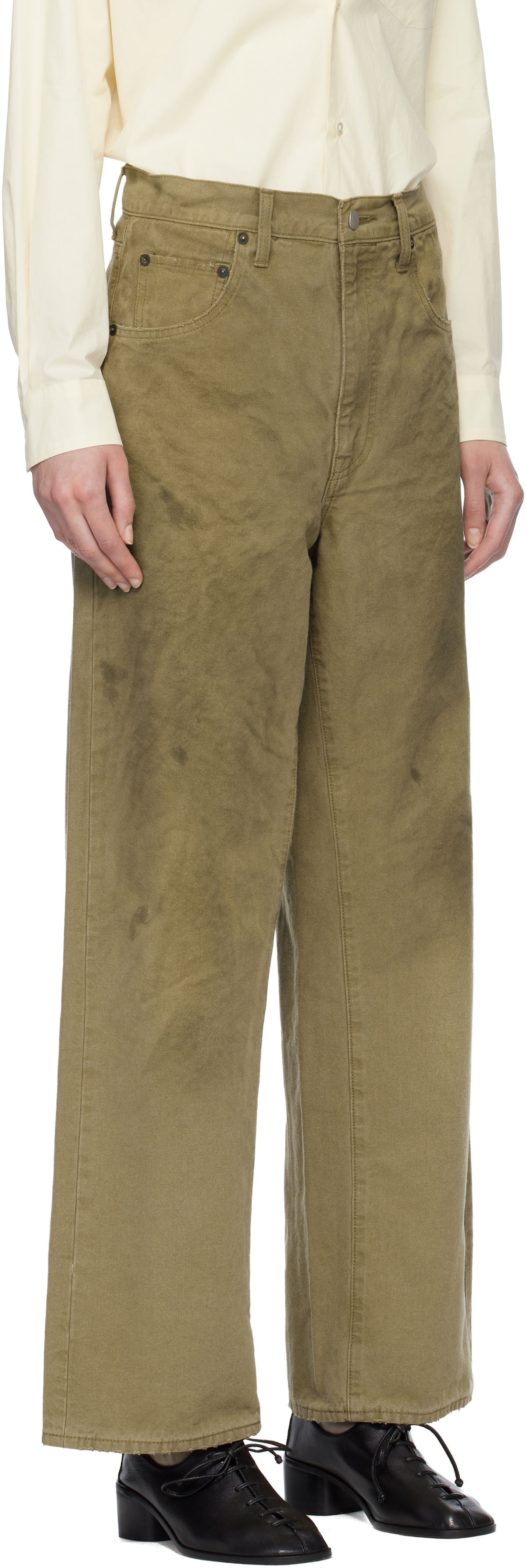 ssstein Beige Sulfur Dyed Oxford Vintage Wide Jeans