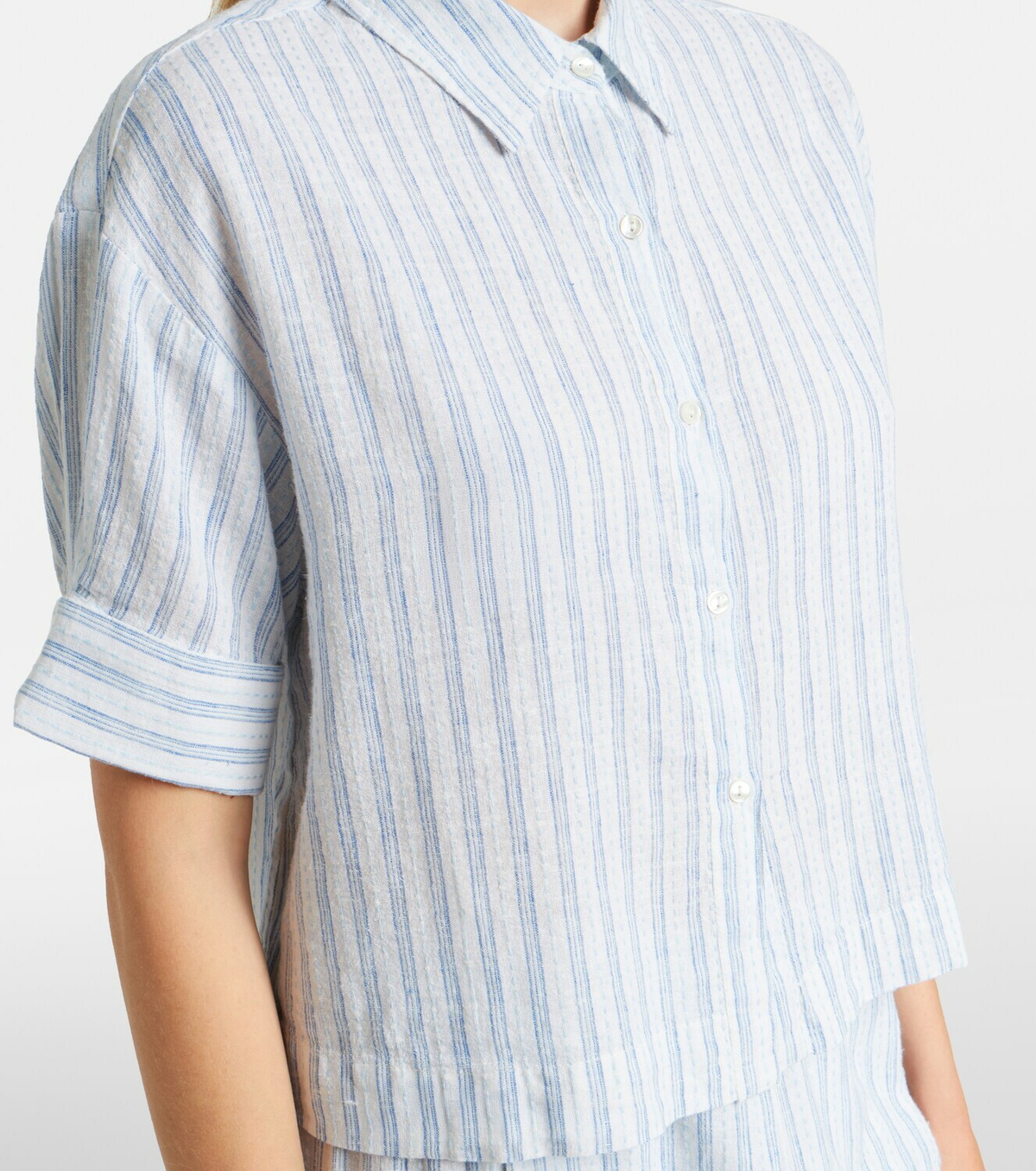 Velvet Greya striped cotton and linen shirt
