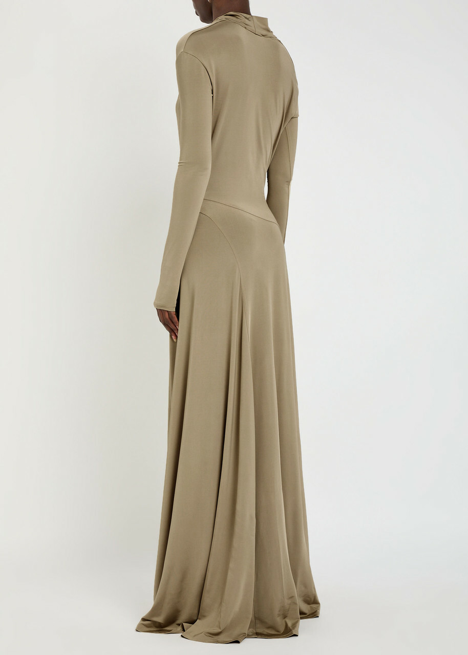 Tove Vevina Draped Stretch-jersey Maxi Dress Khaki