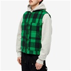Filson Men's Lined Mackinaw Wool Work Vest in Acid Green/Black Plaid