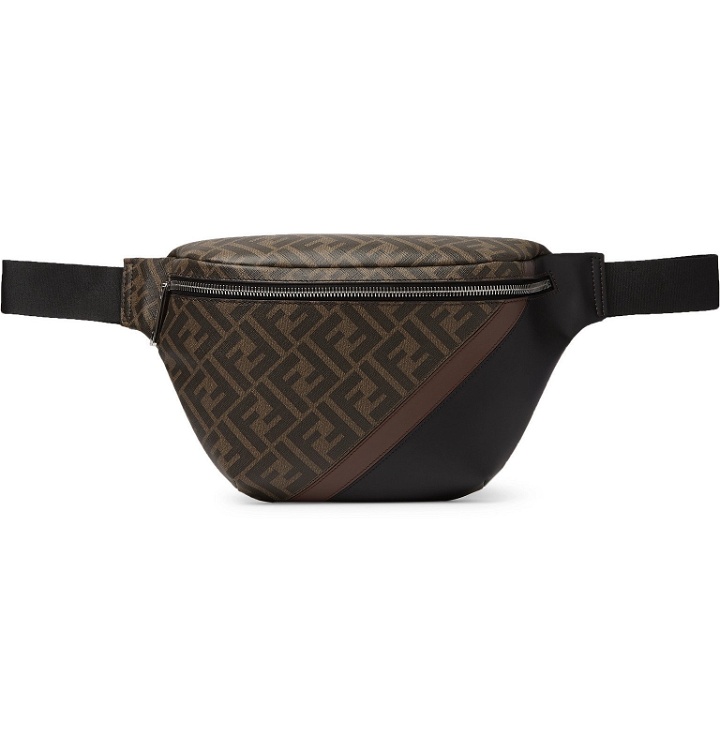 Photo: Fendi - Logo-Print Coated-Canvas and Leather Belt Bag - Brown