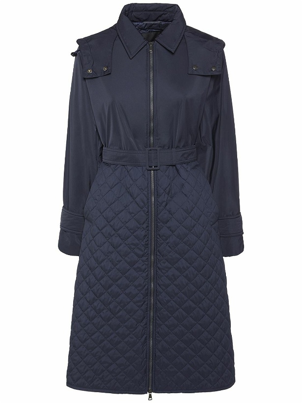 Photo: WEEKEND MAX MARA Olga Quilted Belted Long Coat with hood
