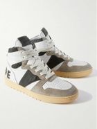 Rhude - Rhecess Colour-Block Distressed Suede-Timmed Leather High-Top Sneakers - White