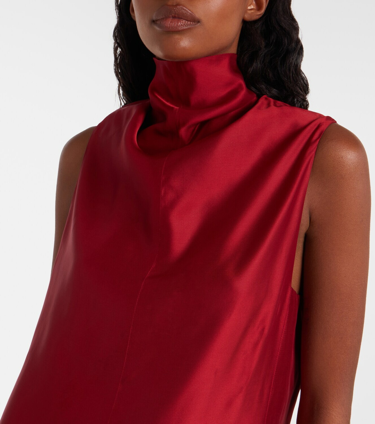 Khaite Daria turtleneck satin minidress