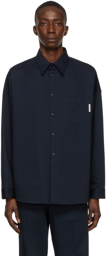 Photo: Marni Navy Cotton Gabardine Shirt