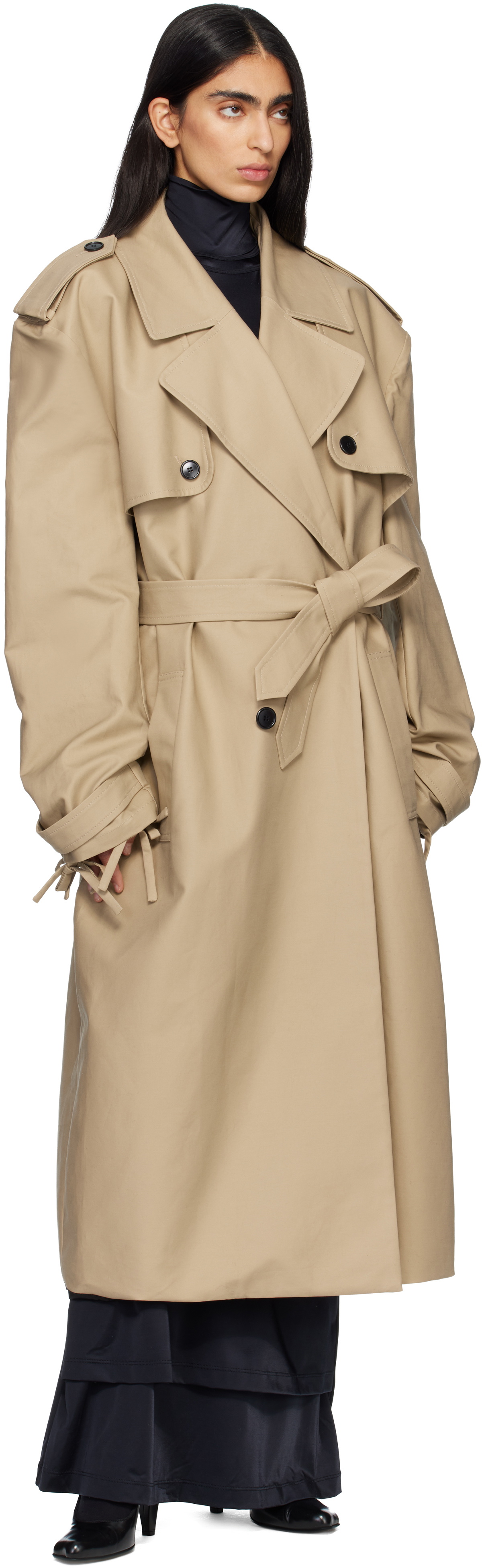 MARIE ADAM-LEENAERDT Beige Cover Trench Coat