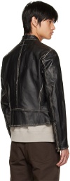 MM6 Maison Margiela Black 6 Bomber Leather Jacket
