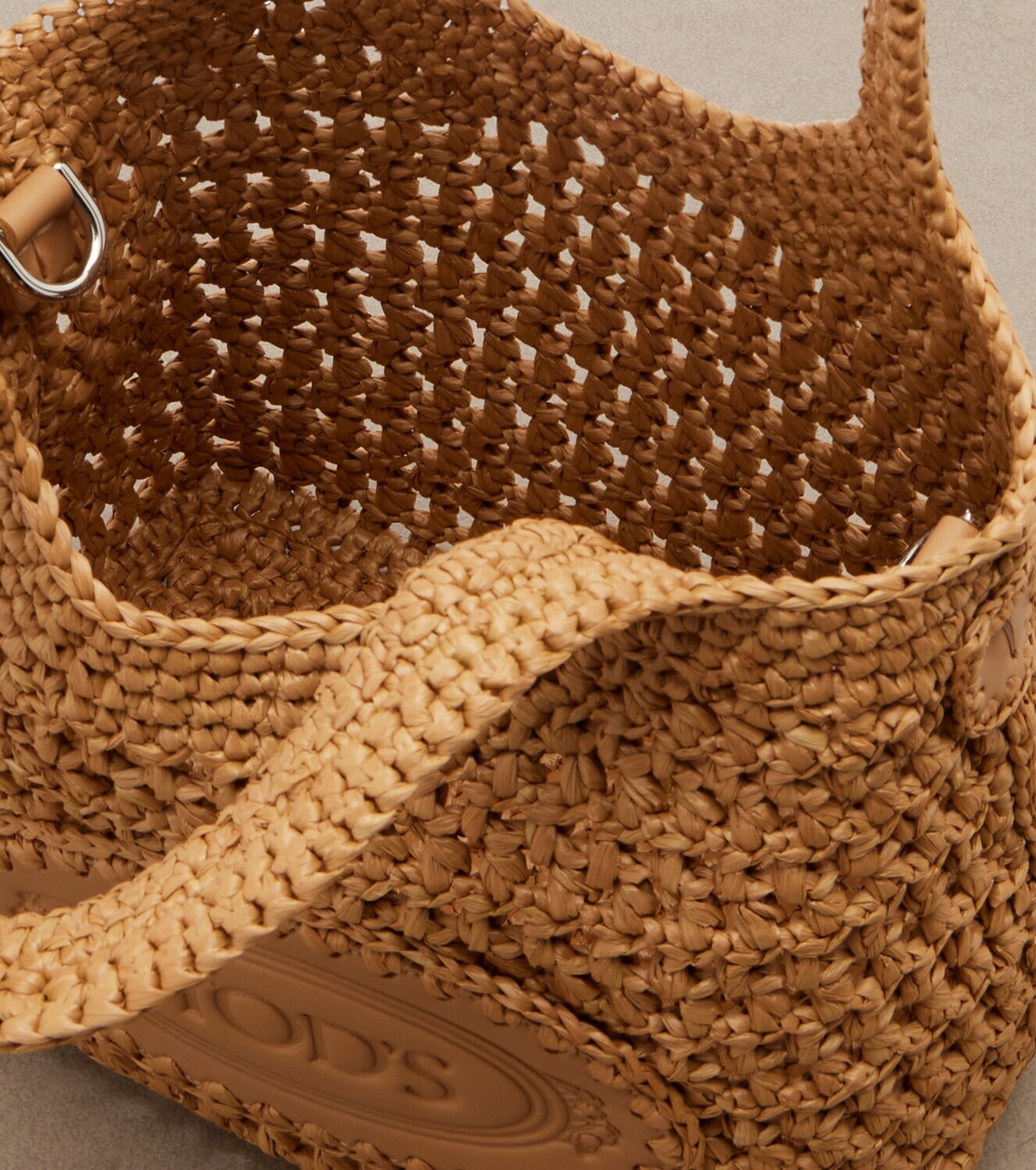Tod's Logo leather-trimmed raffia tote bag