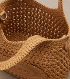 Tod's Logo leather-trimmed raffia tote bag