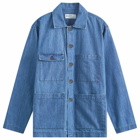 Universal Works Men's Dockside Denim Overshirt in Indigo