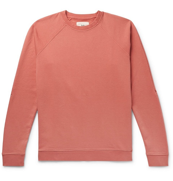 Photo: Folk - Rivet Garment-Dyed Loopback Cotton-Jersey Sweatshirt - Coral
