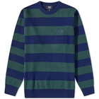 Tired Skateboards Men's Jolt Striped Crew Knit in Green