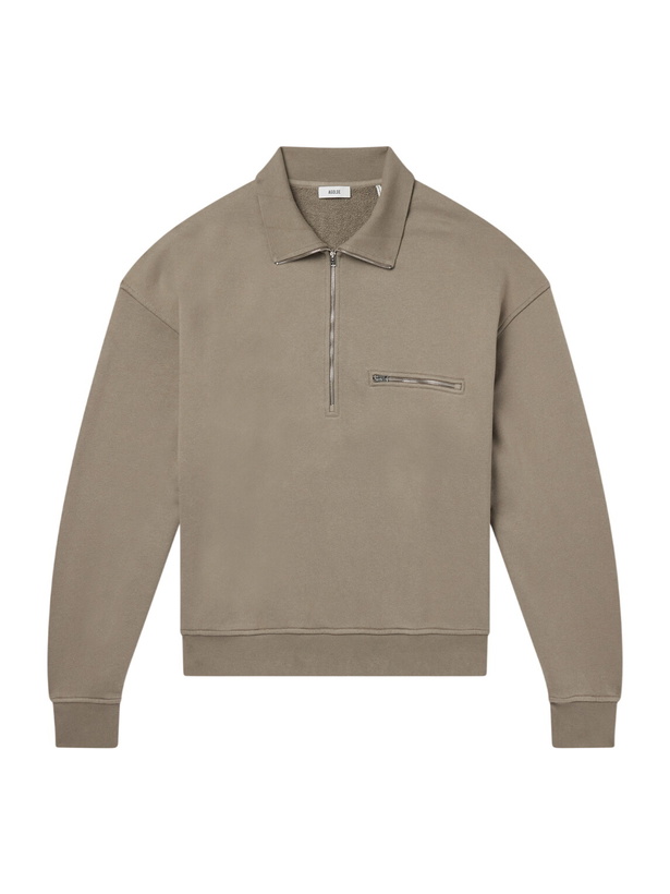 Photo: AGOLDE - Pavillion Cotton-Jersey Half-Zip Sweatshirt - Brown